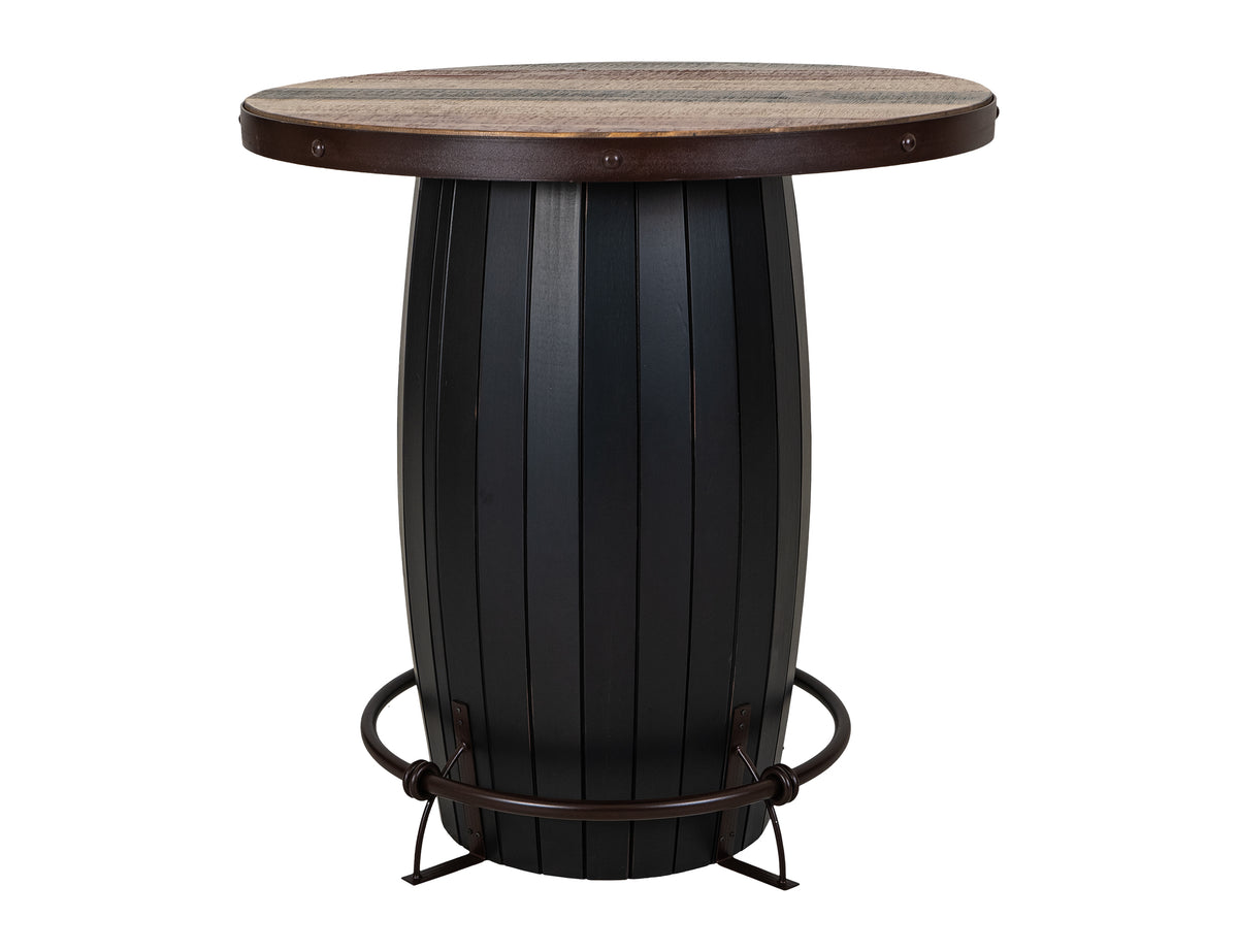 Antique Multicolor Bistro Table, Black, Base With Footrest