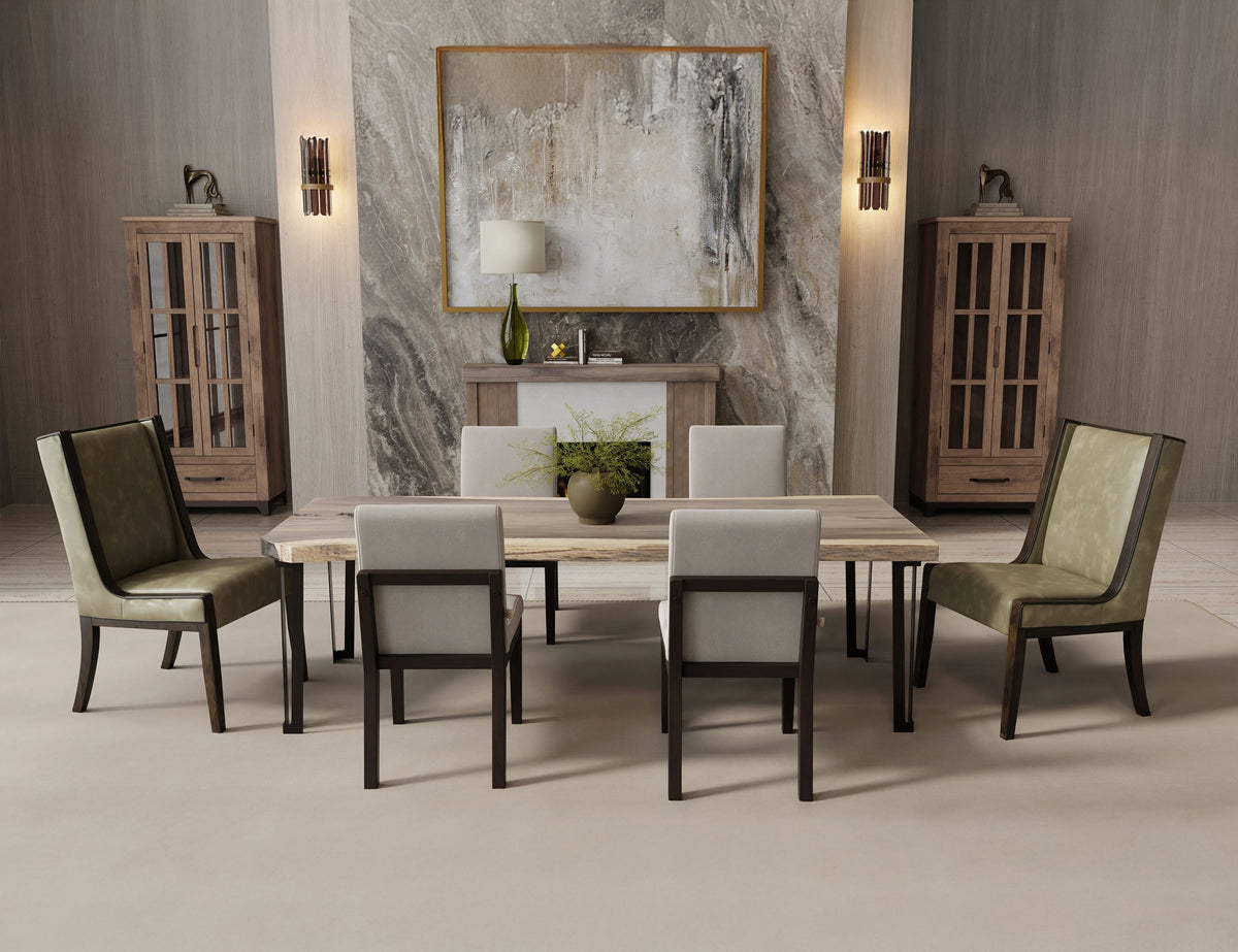 Natural Parota Upholstered Chair, Brown, Wooden Chair