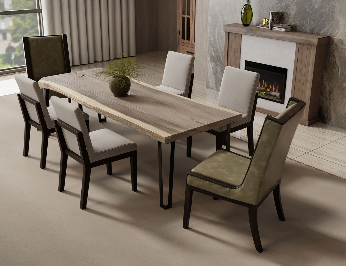 Natural Parota Upholstered Chair, Brown, Wooden Chair