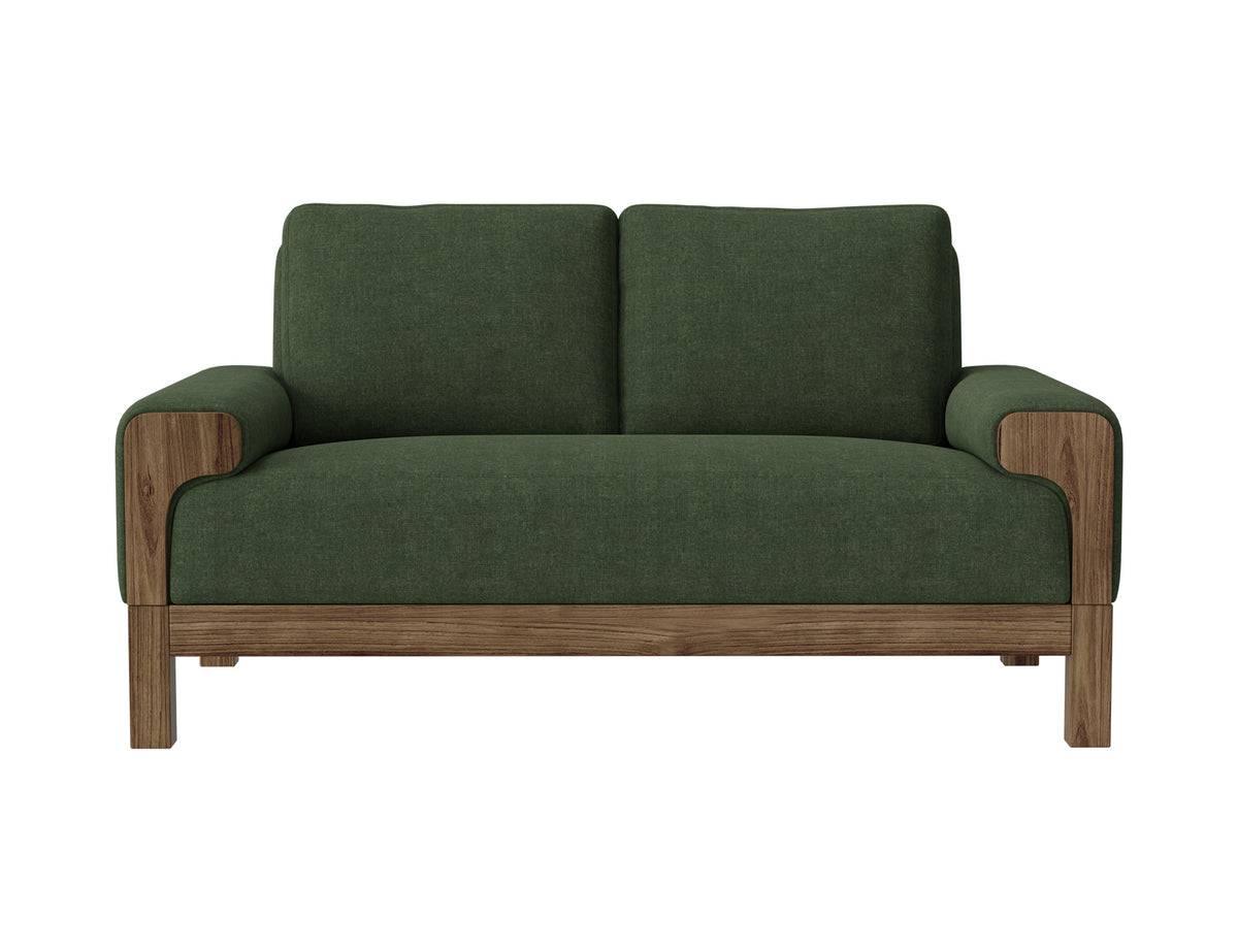Sedona Loveseat, Green, Wooden Frame & Base