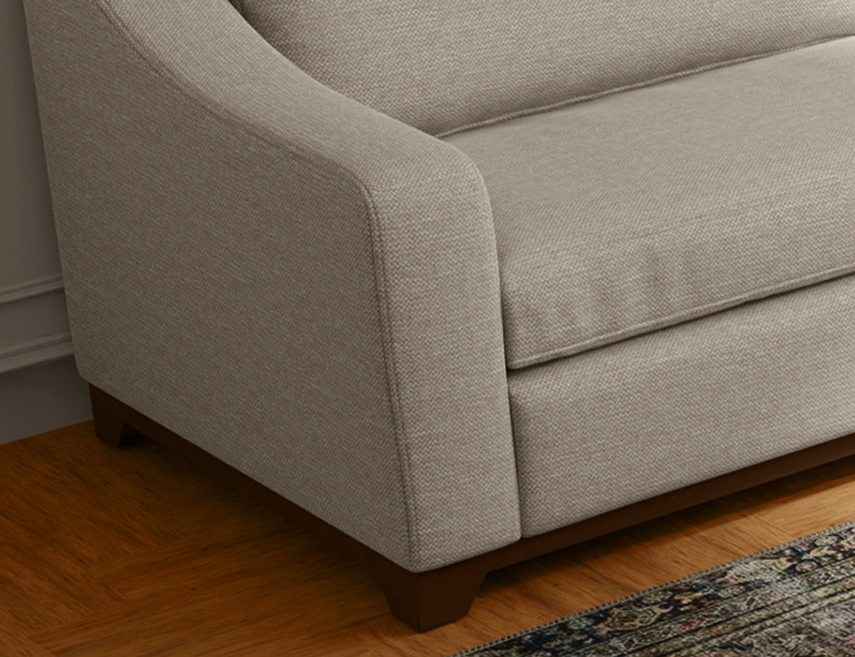 Natural Parota Sofa, Beige, Wooden Frame & Base