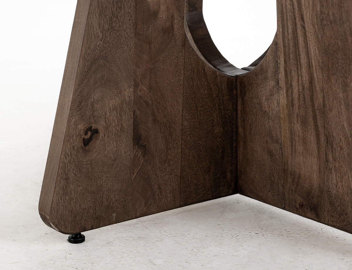 Natural Teca Round Table, Brown, Cross Table Base