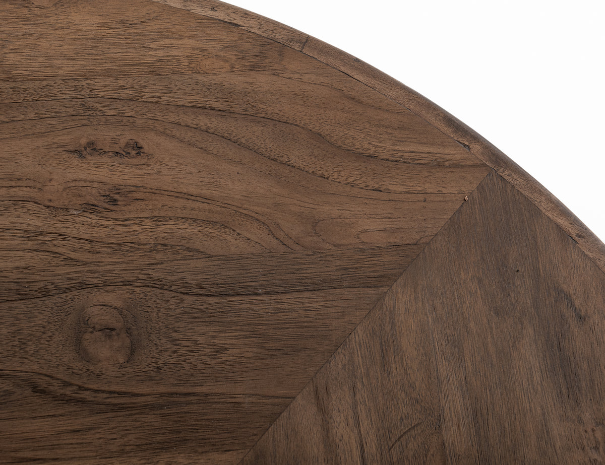 Natural Teca Round Table, Brown, Top - Engineered teak/Mango/Melina & Engineered teak