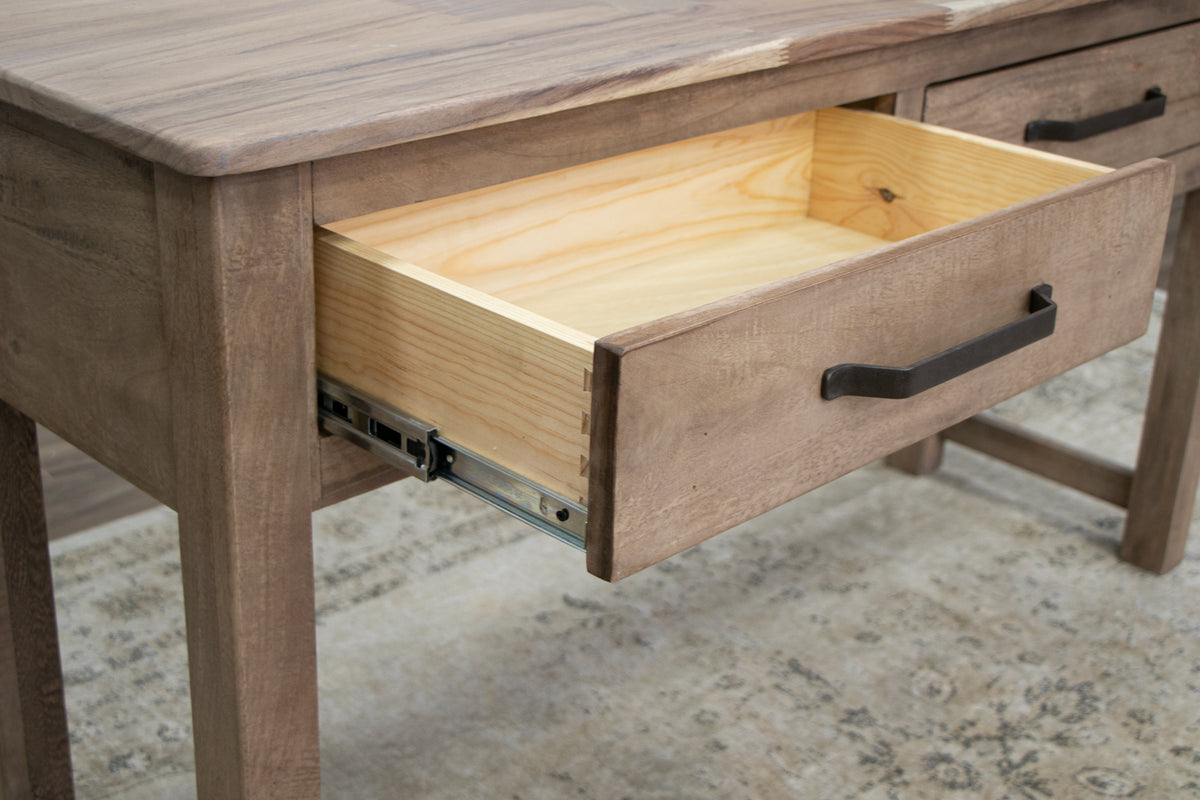 Natural Parota Sofa Table, Brown, 2 Drawer