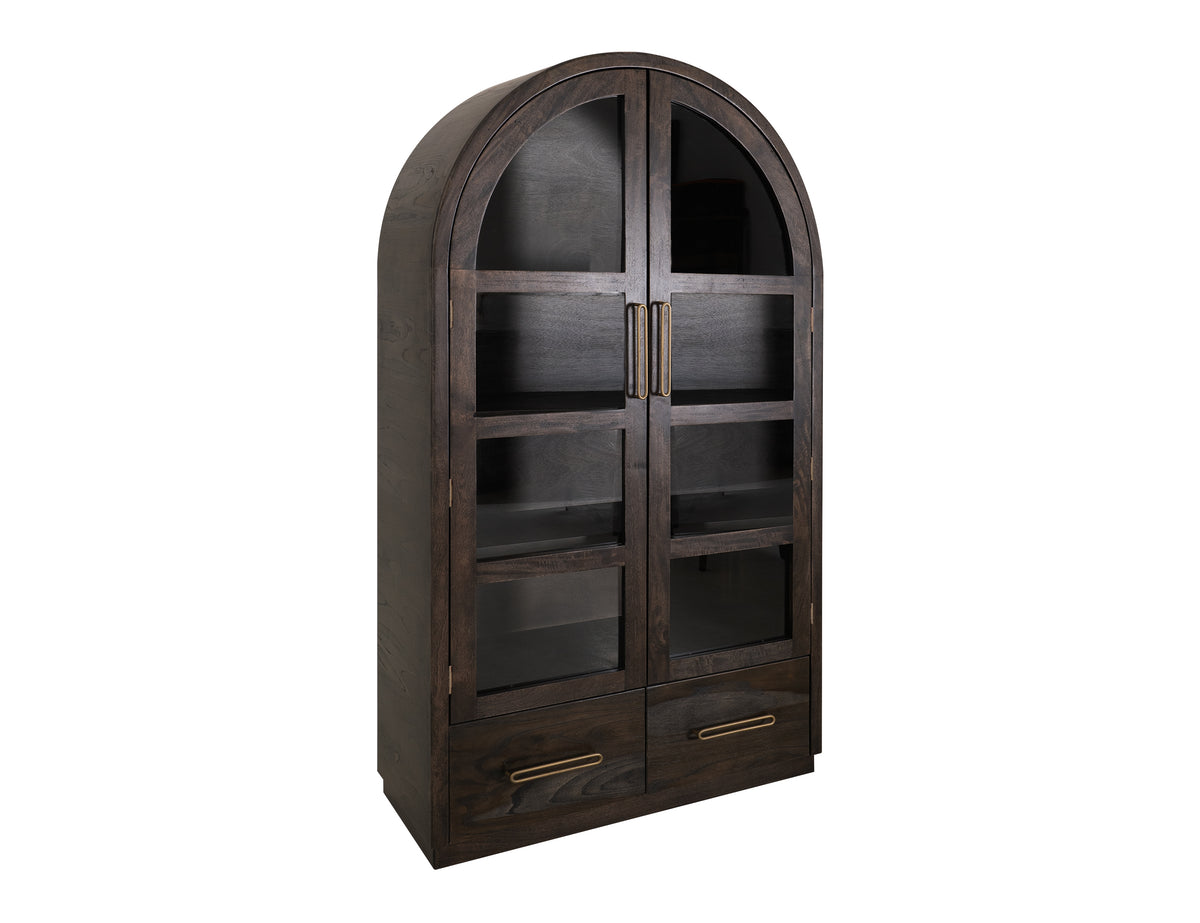 Black Balam Cabinet, Black, 2 Drawer & 2 Glass Doors