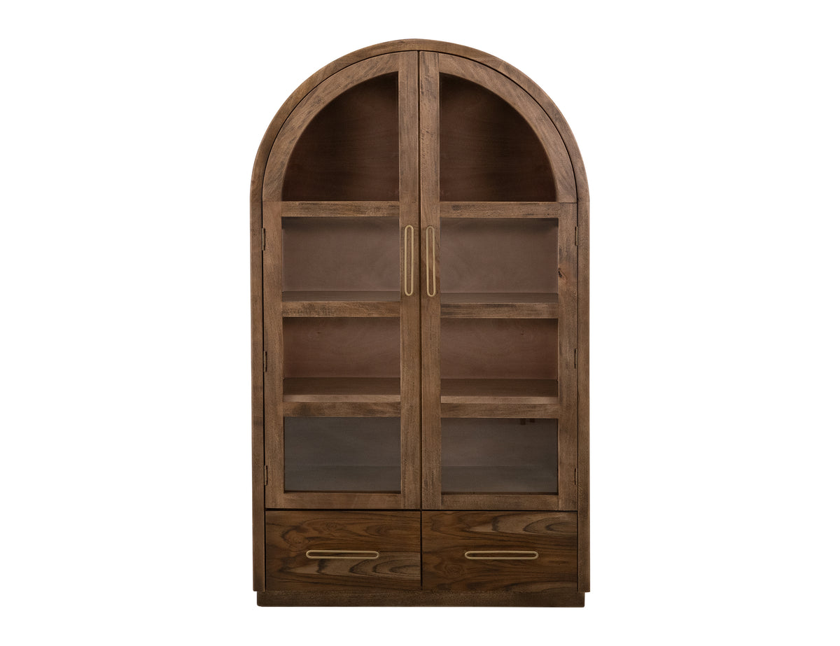 Balam Cabinet, Brown, 2 Drawer & 2 Glass Doors