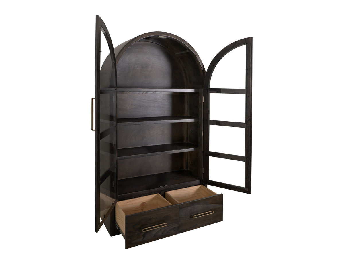 Black Balam Cabinet, Black, 2 Drawer & 2 Glass Doors