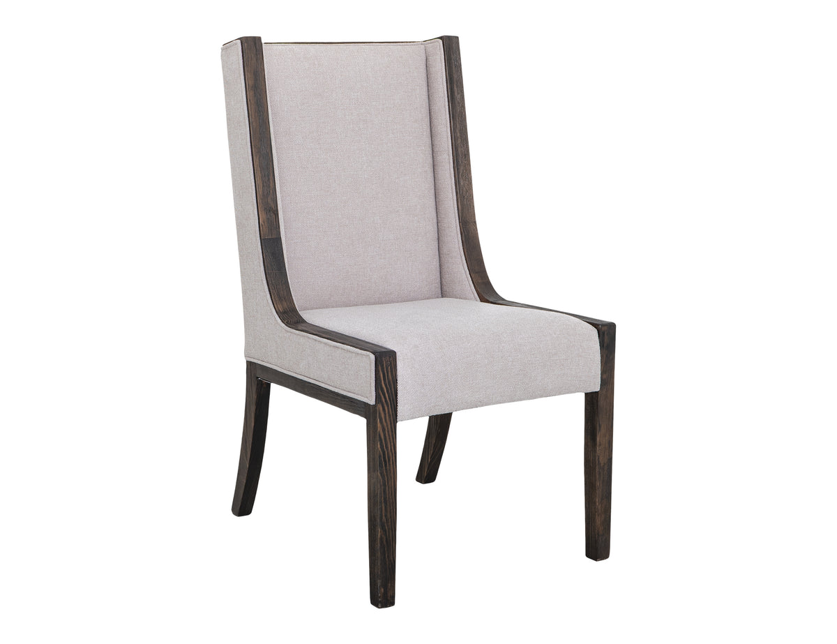 Black Balam Upholstered Chair, Black/Ivory, Wooden Chair