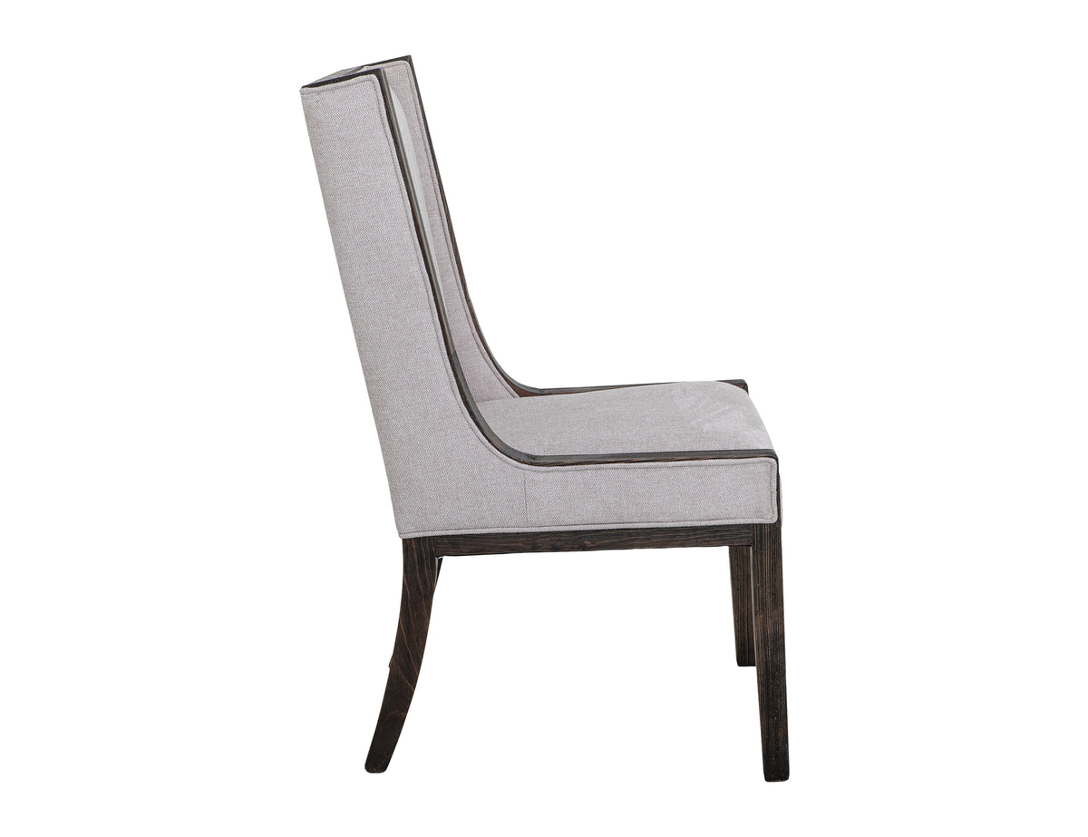 Black Balam Upholstered Chair, Black/Ivory, Wooden Chair