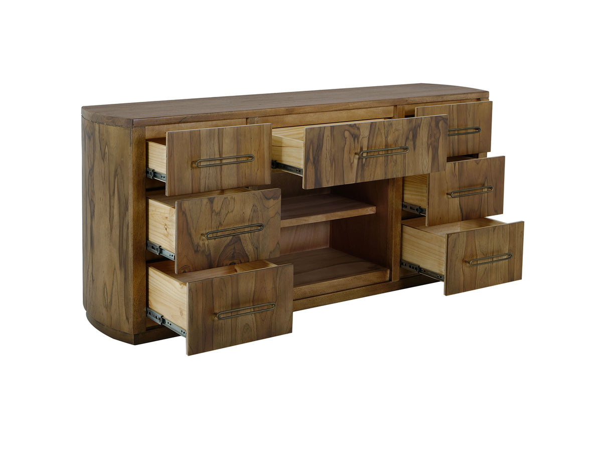 Balam Console, Brown, 7 drawer, 1 Shelf