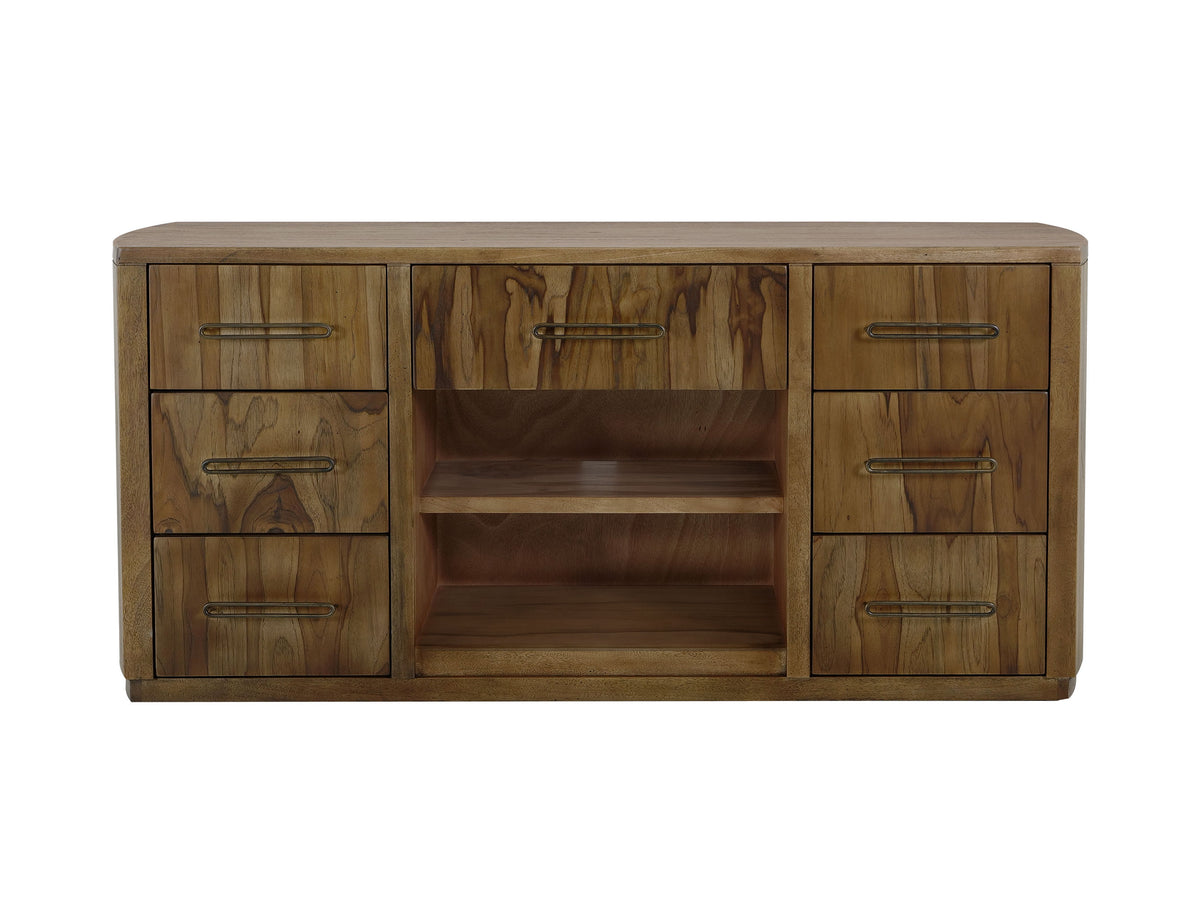 Balam Console, Brown, 7 drawer, 1 Shelf