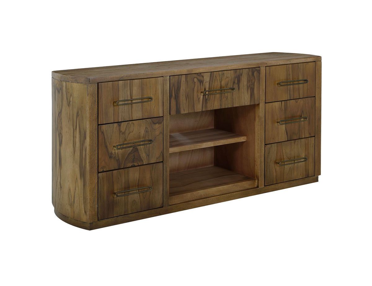 Balam Console, Brown, 7 drawer, 1 Shelf