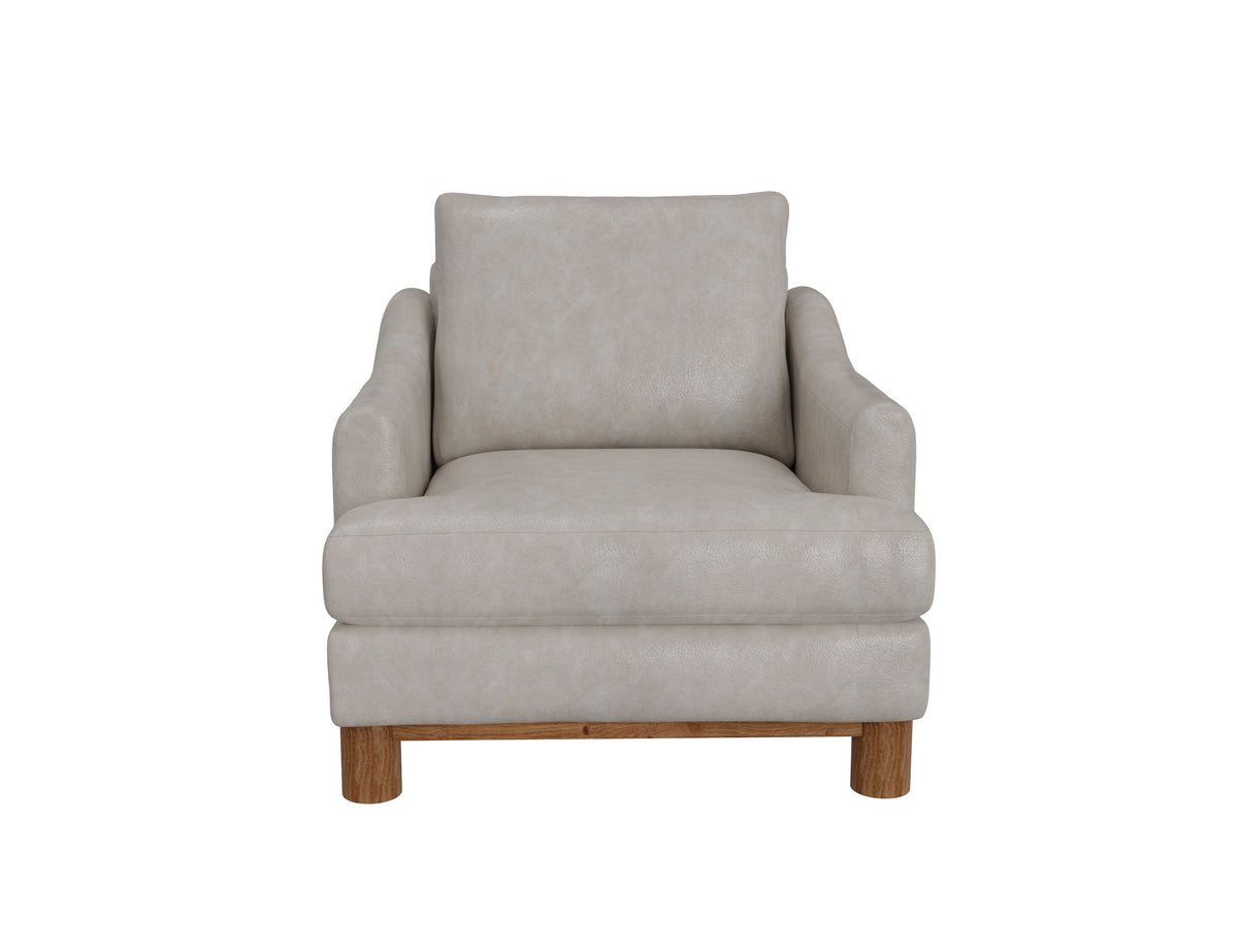 Olimpia Armchair, Gray, Wooden Frame & Base