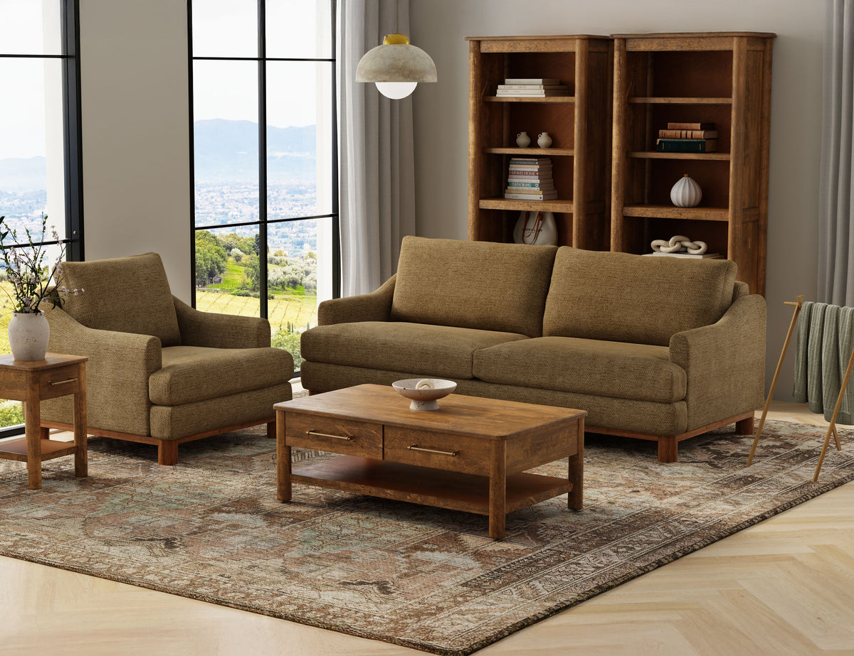 Olimpia Sofa, Brown, Wooden Frame & Base - IUP738-SOF-152