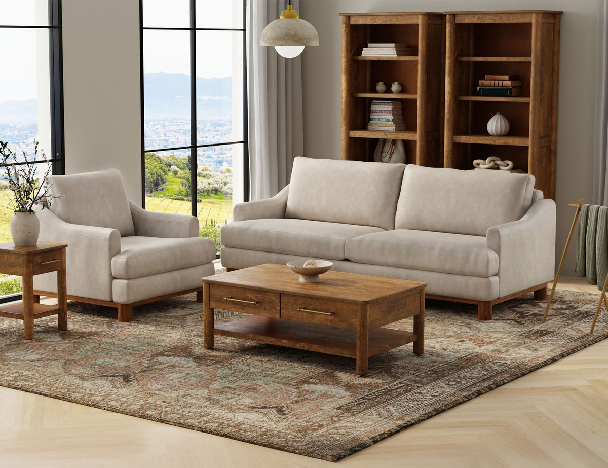 Olimpia Armchair, Gray, Wooden Frame & Base