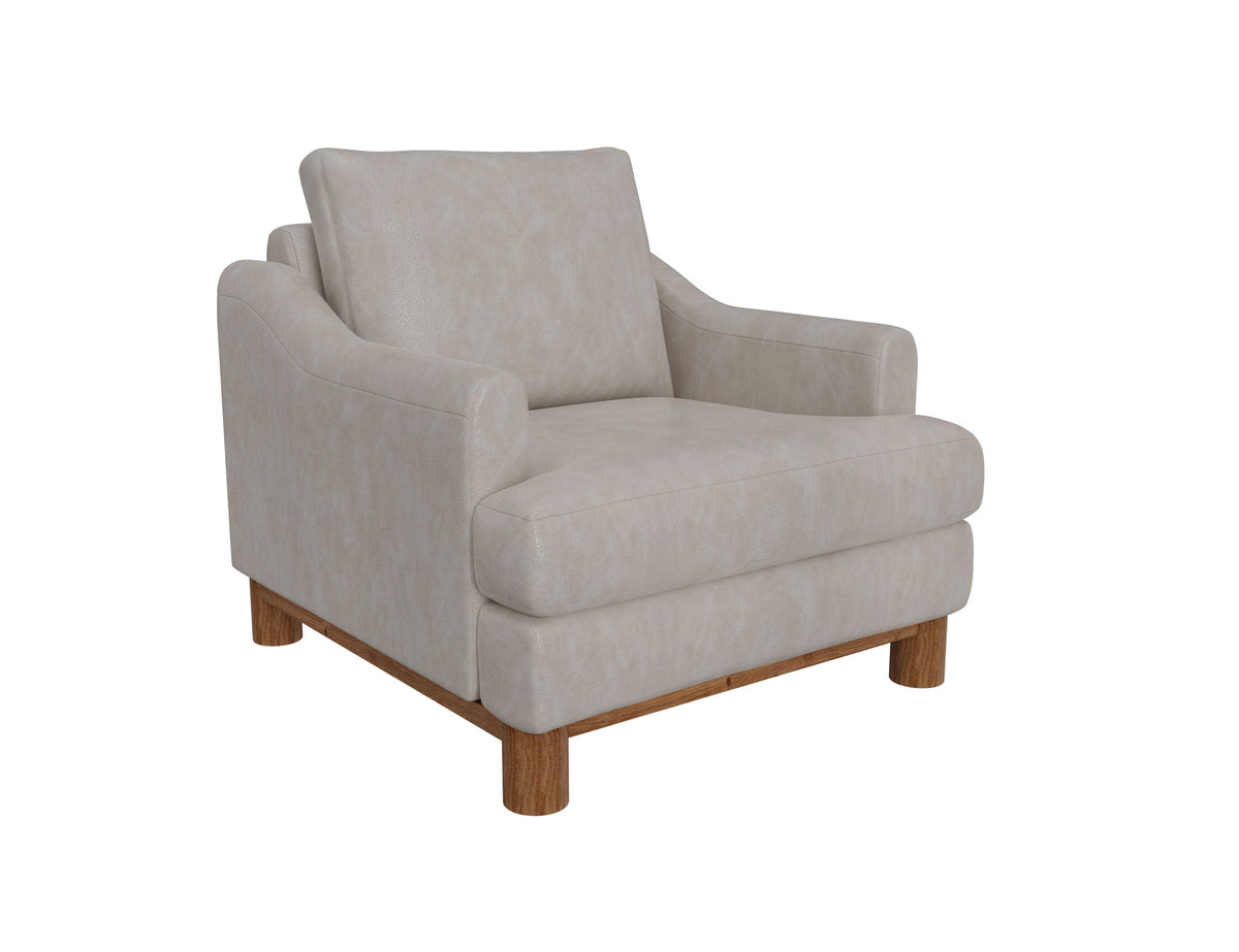 Olimpia Armchair, Gray, Wooden Frame & Base