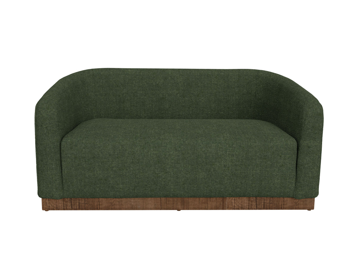 Suomi Loveseat, Green, Wooden Frame & Base