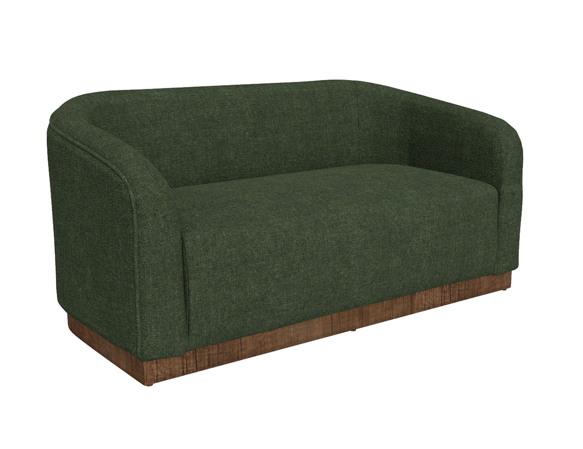 Suomi Loveseat, Green, Wooden Frame & Base