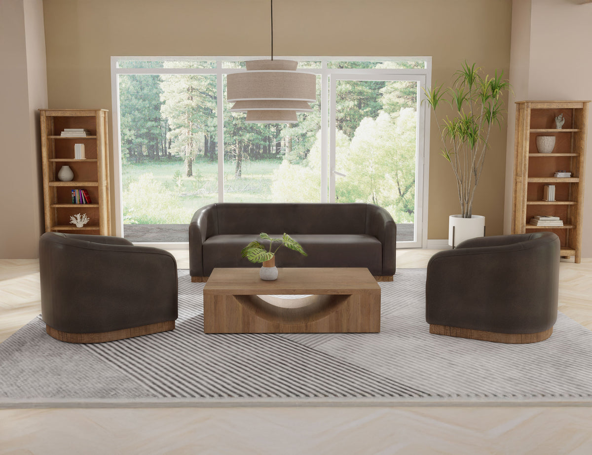Suomi Sofa, Brown, Wooden Frame & Base