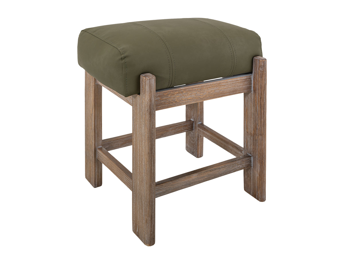White Balam Stool, White/Green, 24"