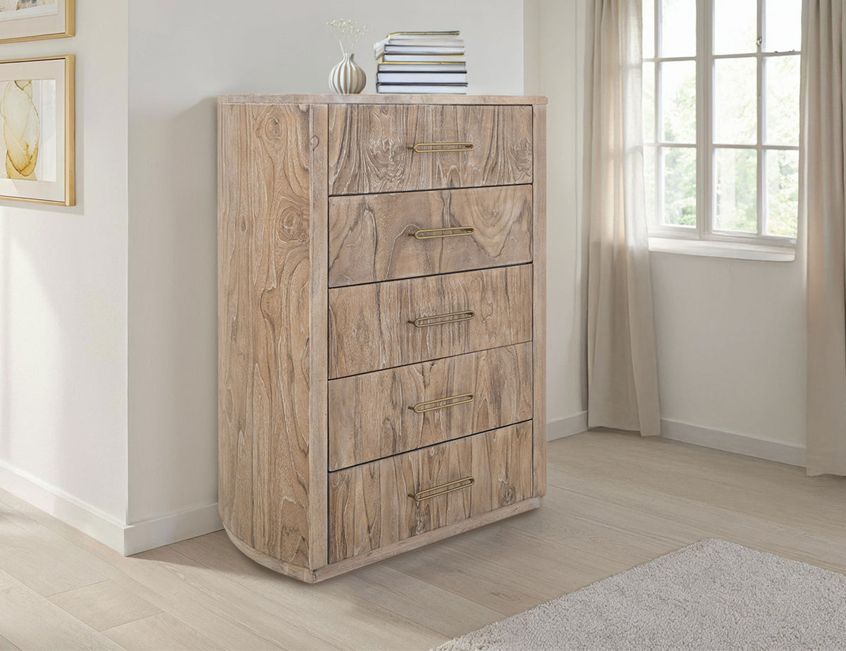 White Balam Chest, White, 5 Drawer