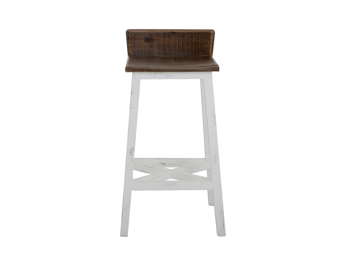 Pueblo White Stool, Brown, 30" Wooden