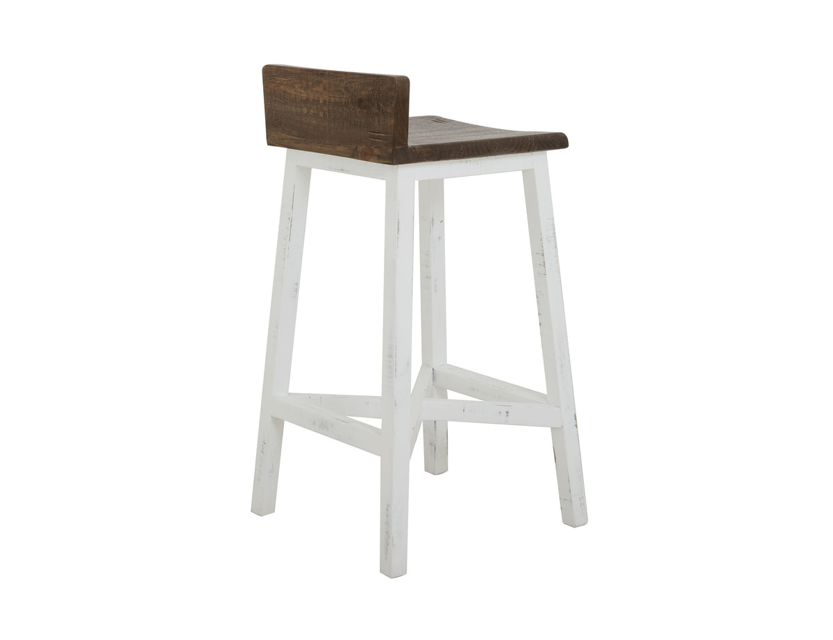 Pueblo White Stool, Brown, 30" Wooden
