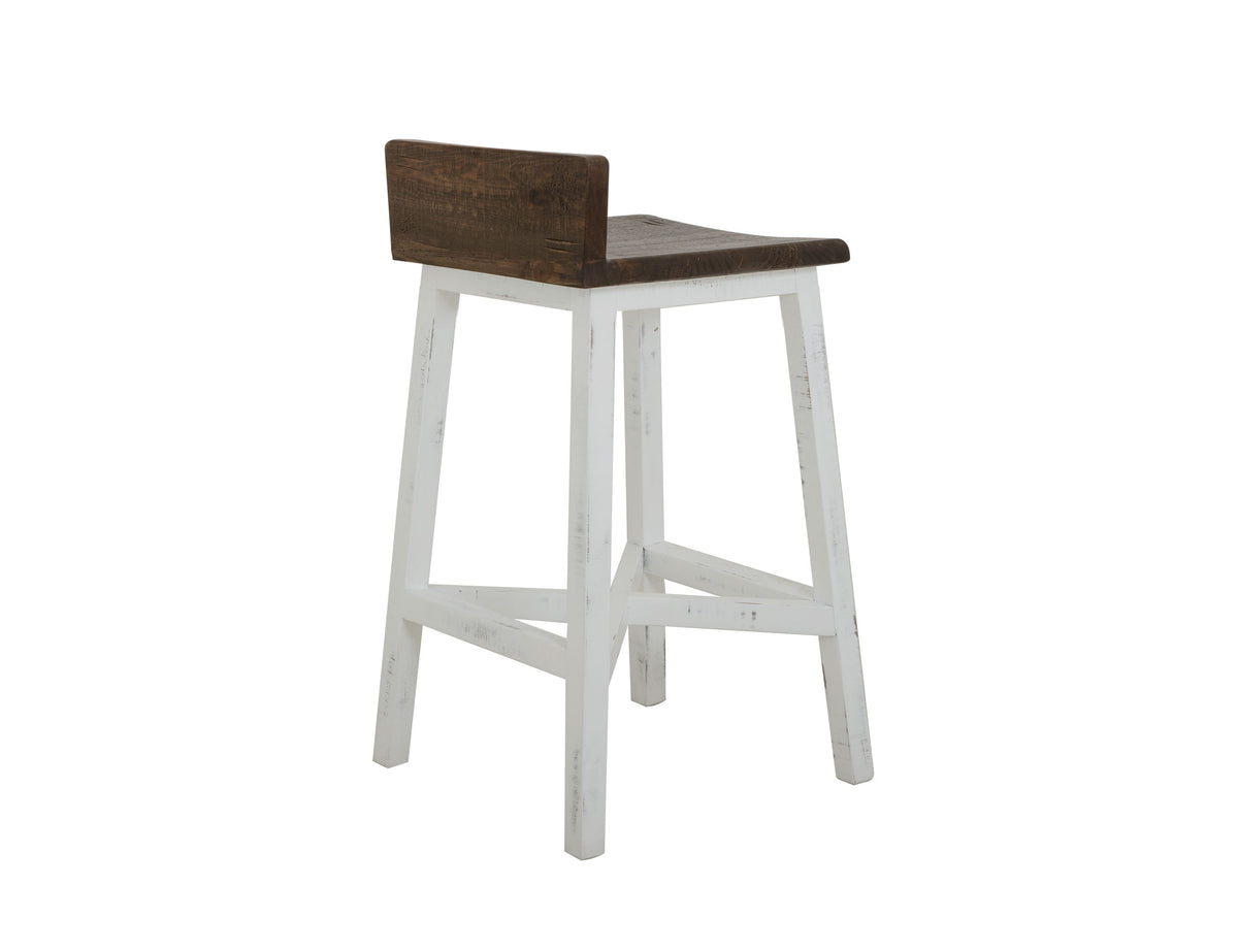Pueblo White Barstool, Brown, 24" Wooden Stool - IFD360BS24-W
