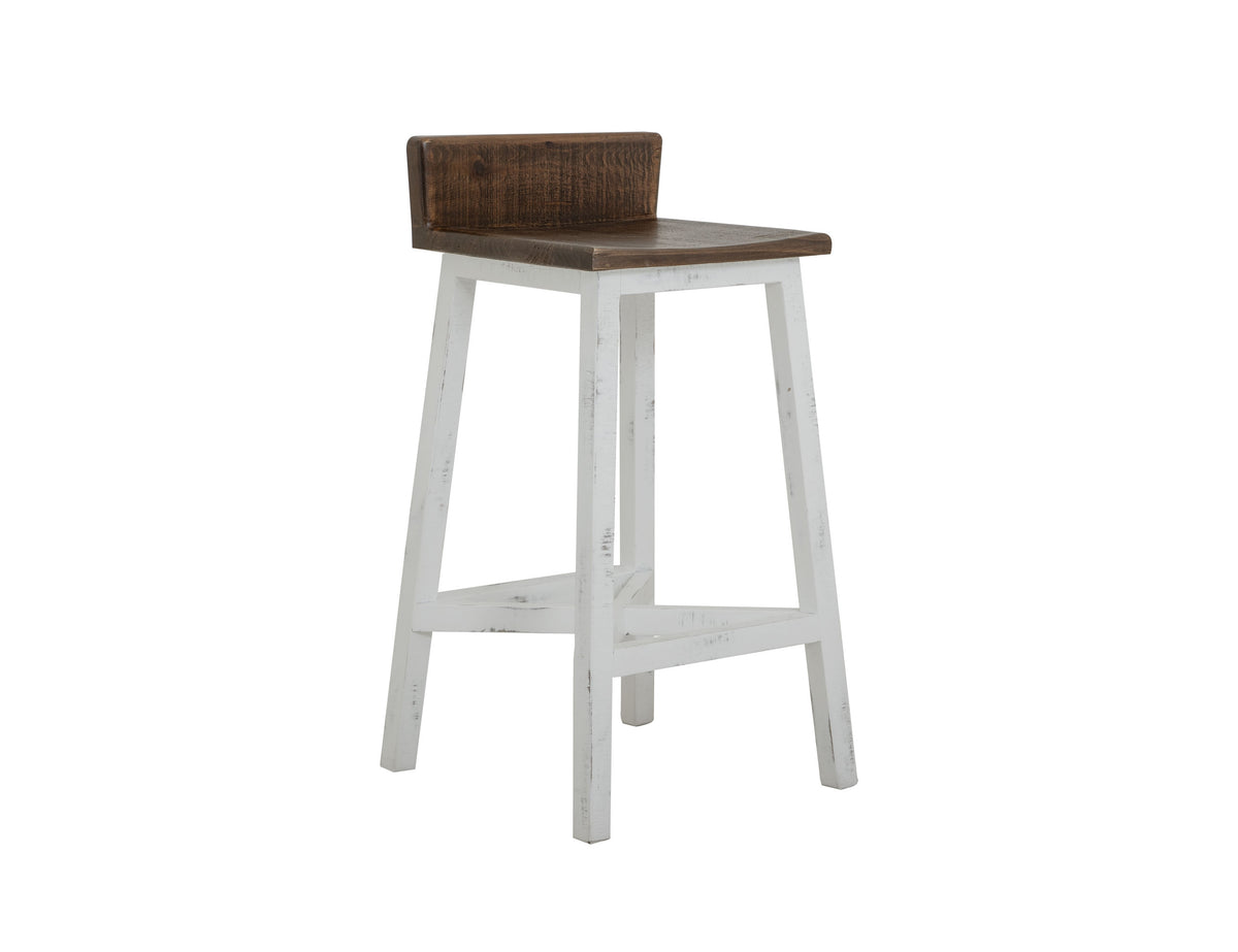 Pueblo White Stool, Brown, 30" Wooden