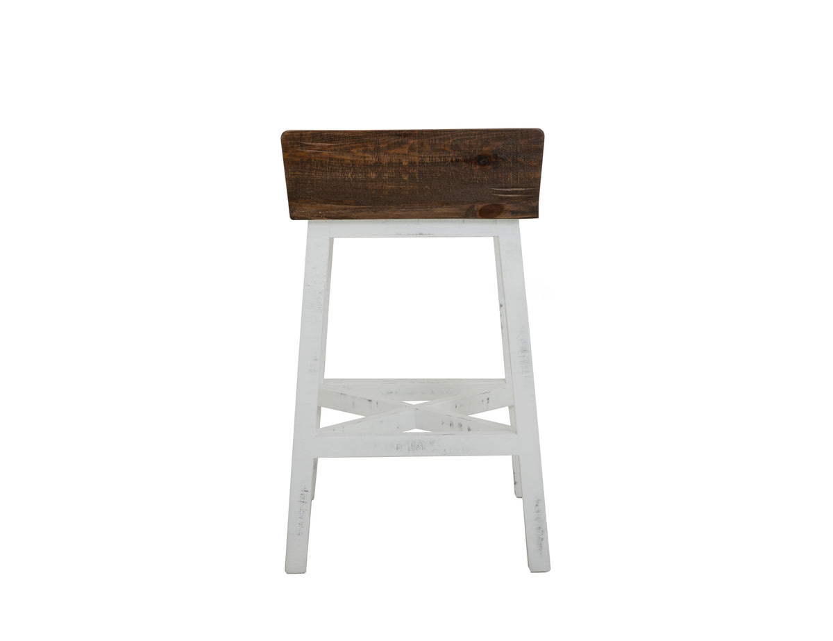 Pueblo White Barstool, Brown, 24" Wooden Stool - IFD360BS24-W