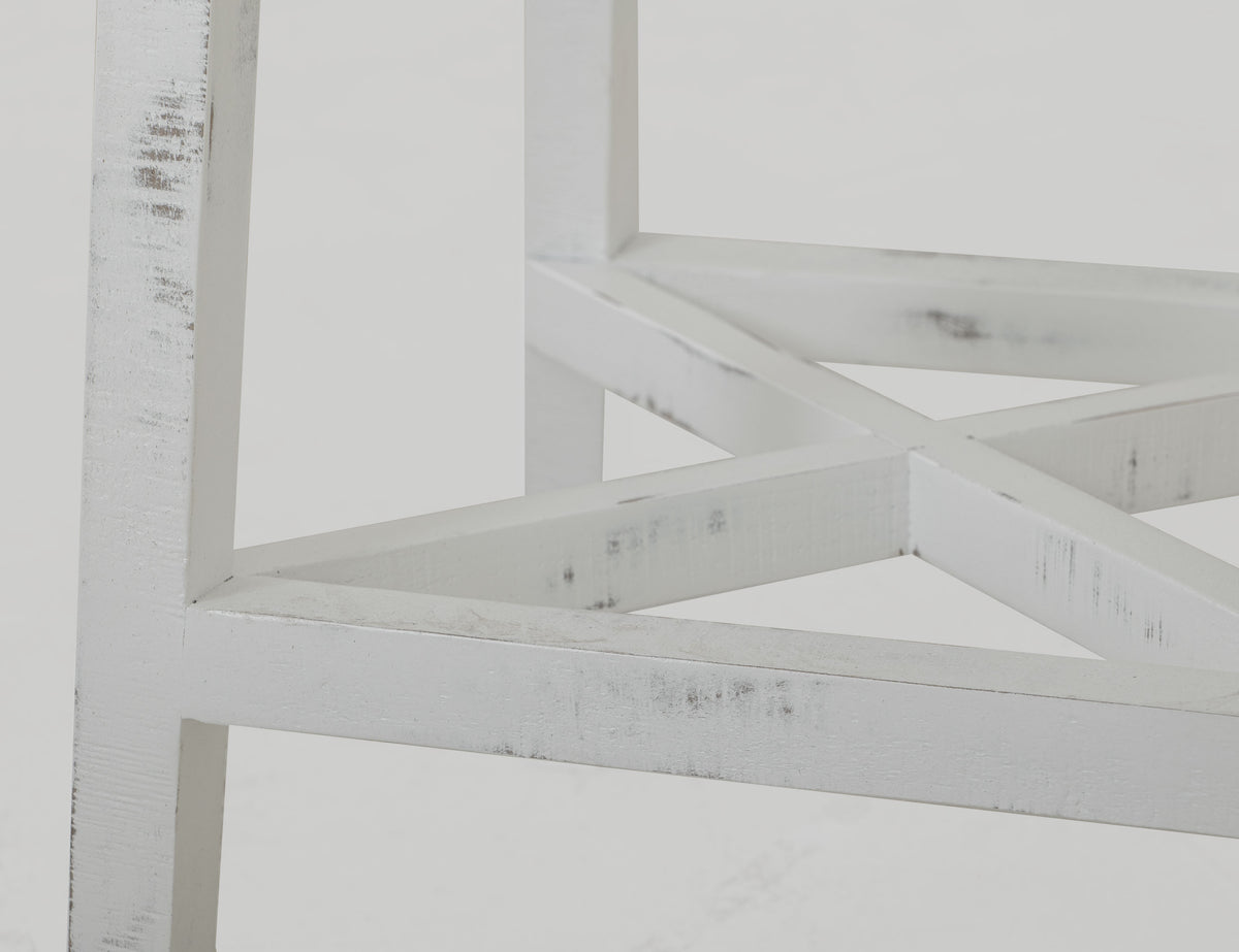 Pueblo White Stool, Brown, 30" Wooden