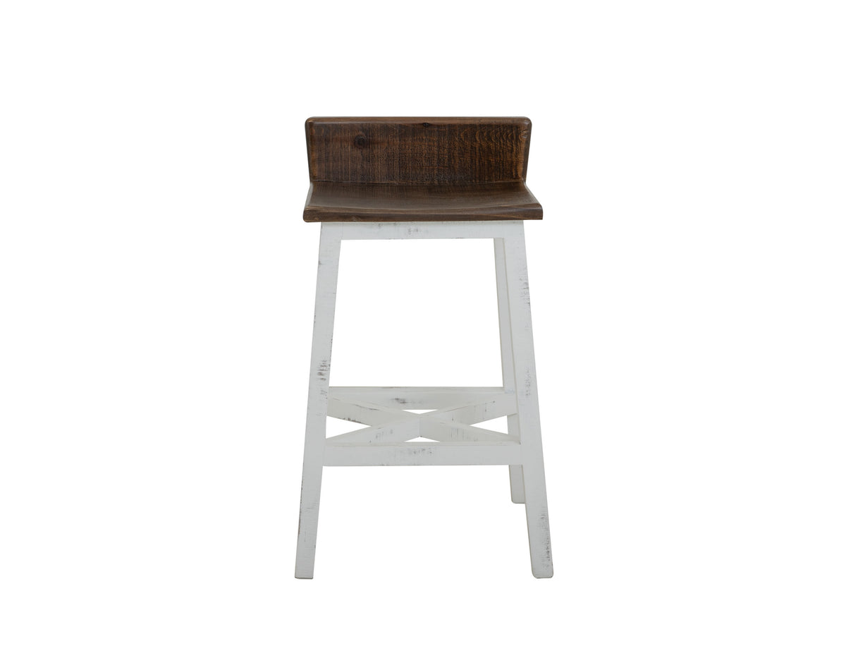 Pueblo White Barstool, Brown, 24" Wooden Stool - IFD360BS24-W