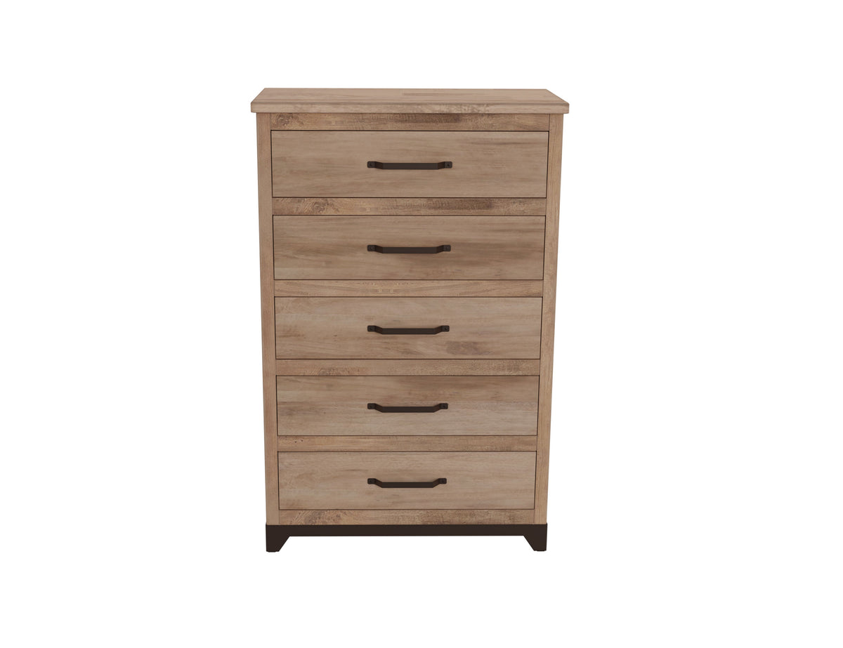 Natural Parota Chest, Brown, 5 Drawer