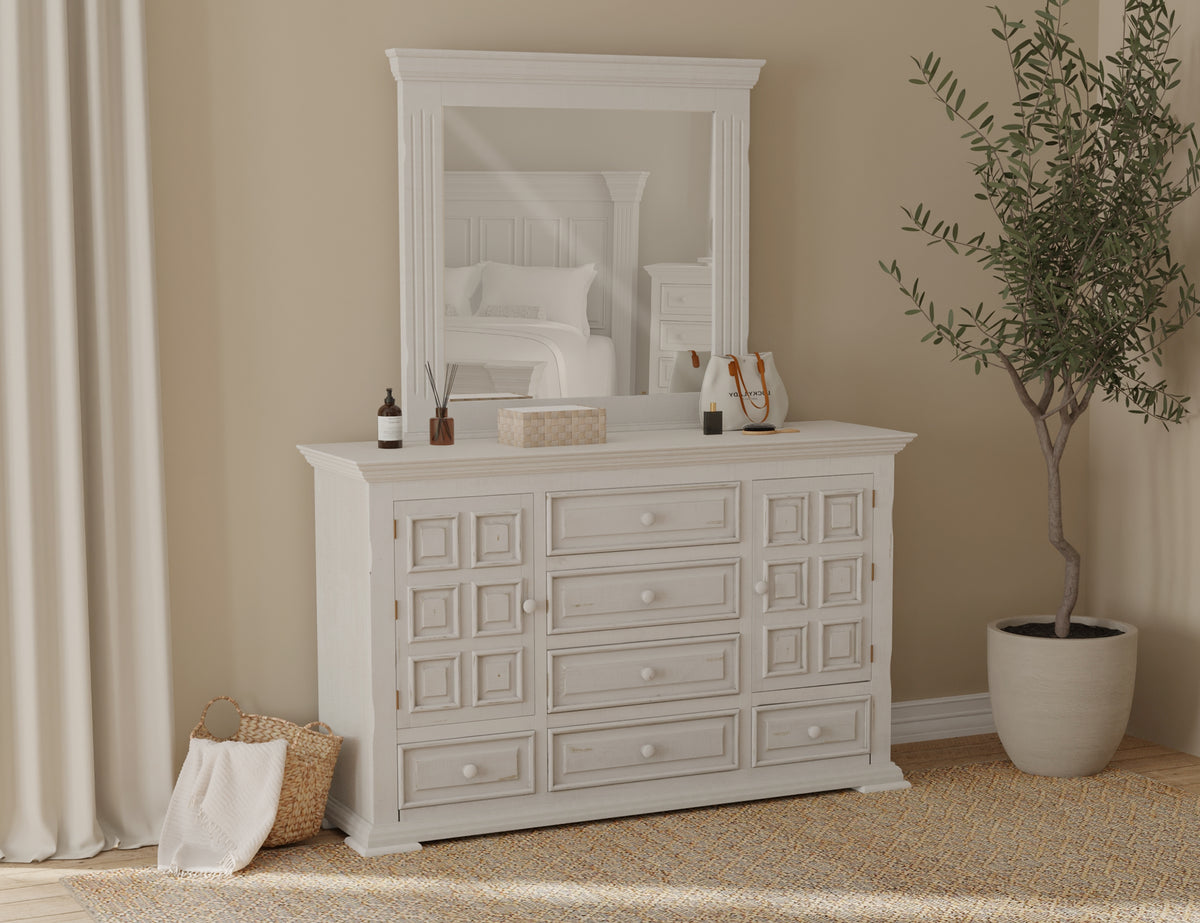 Terra White Dresser, 6 Drawer 2 Doors