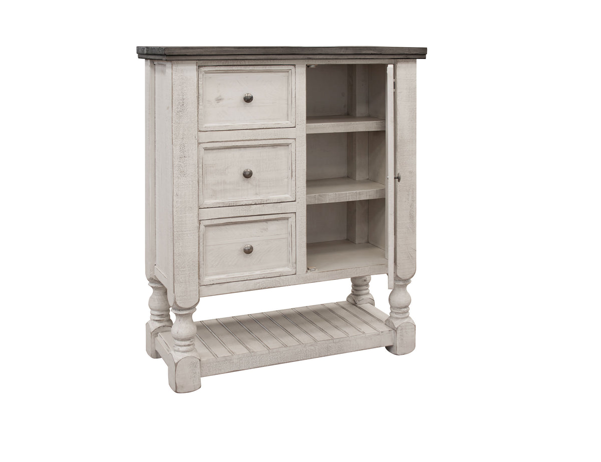 Stone Chest, White, 3 Drawer, 1 Door