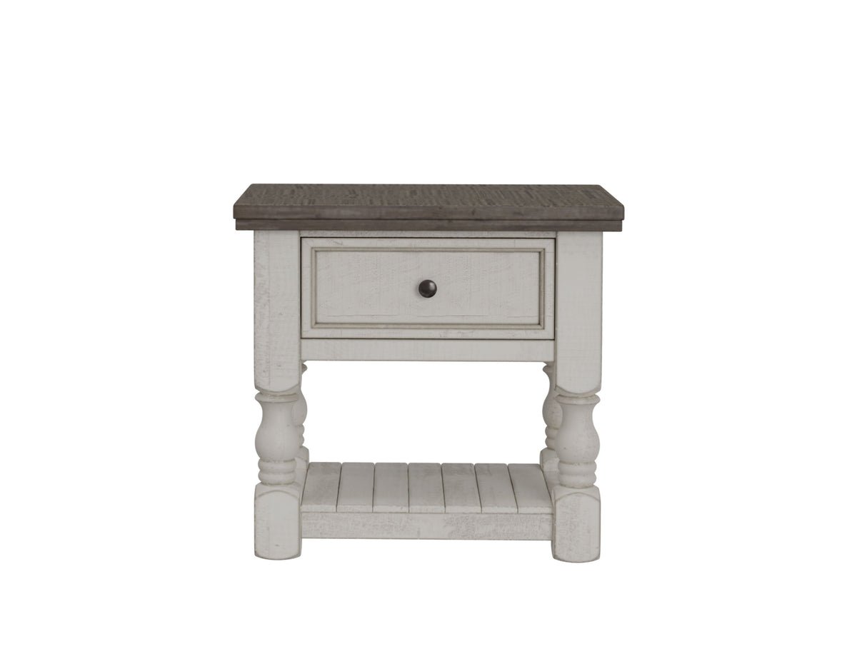 Stone Nightstand, White, 1 Drawer
