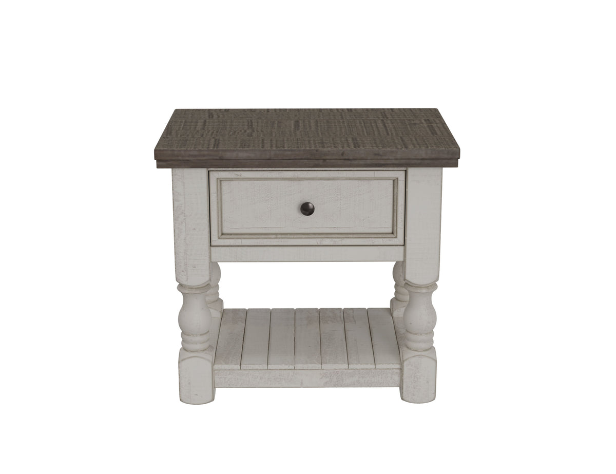 Stone Nightstand, White, 1 Drawer