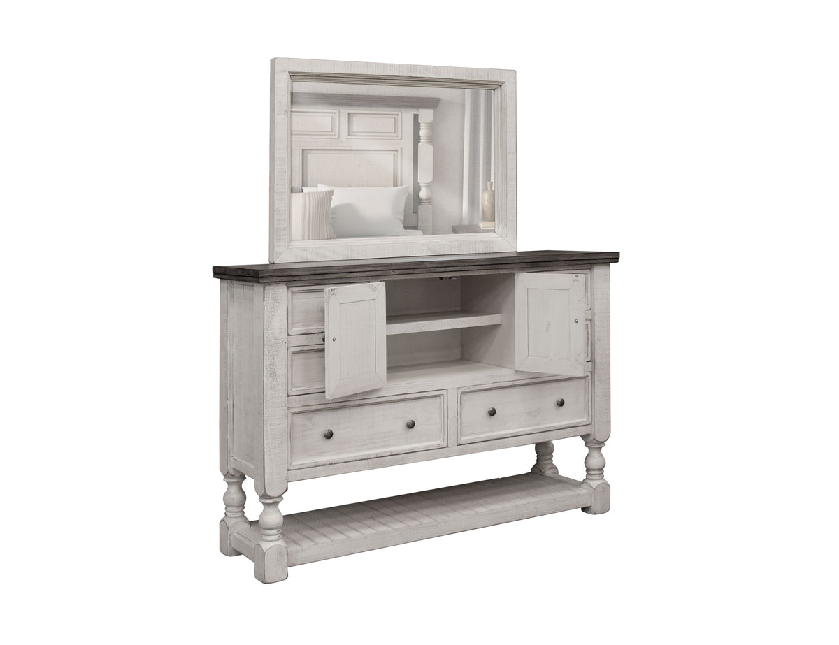 Stone Dresser, White, 6 Drawer, 2 Door