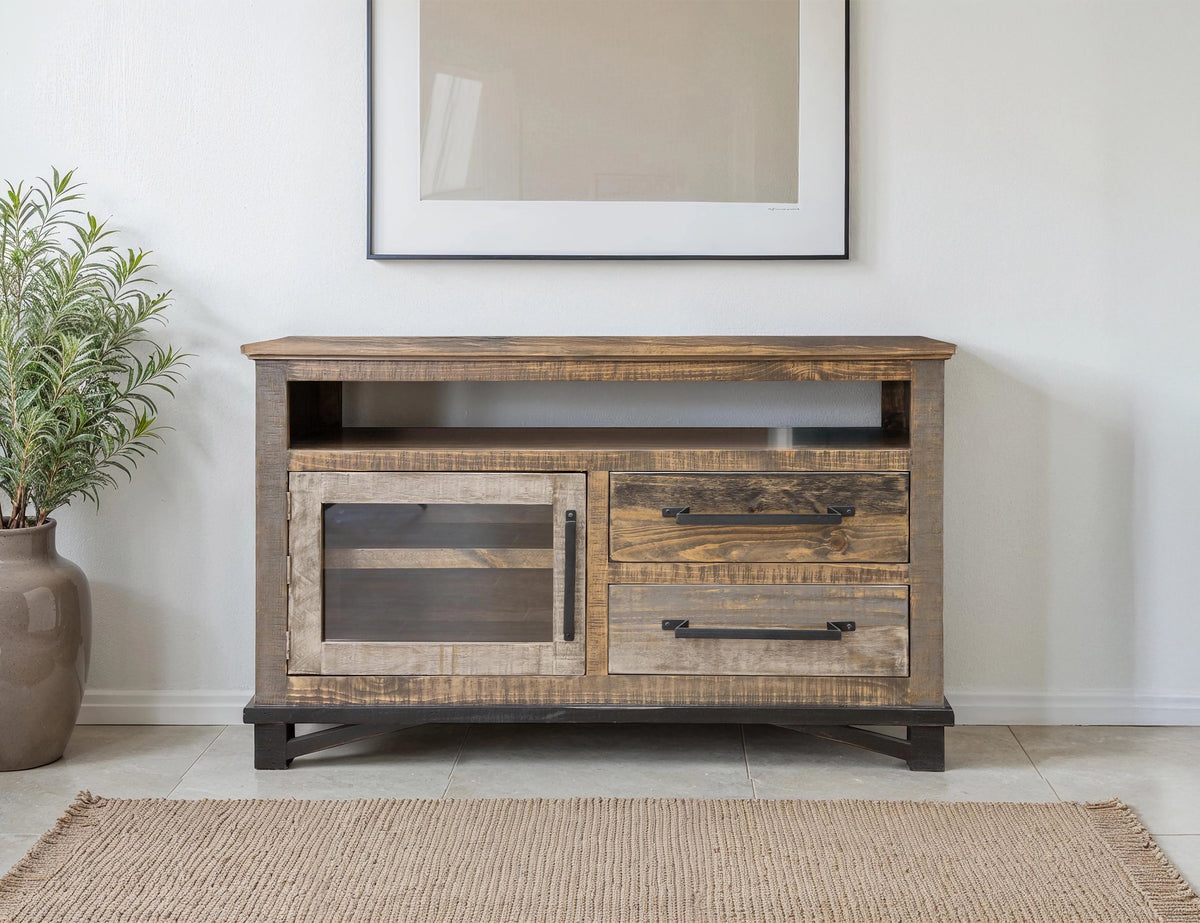 Loft Brown TV Stand, Multicolor, 2 Drawer 1 Door 52"