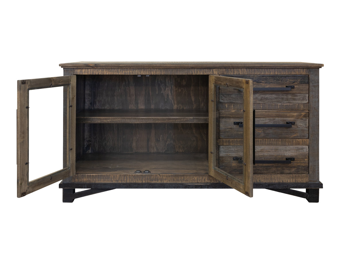 Loft Brown Buffet, Multicolor, 3 Drawer 2 Doors