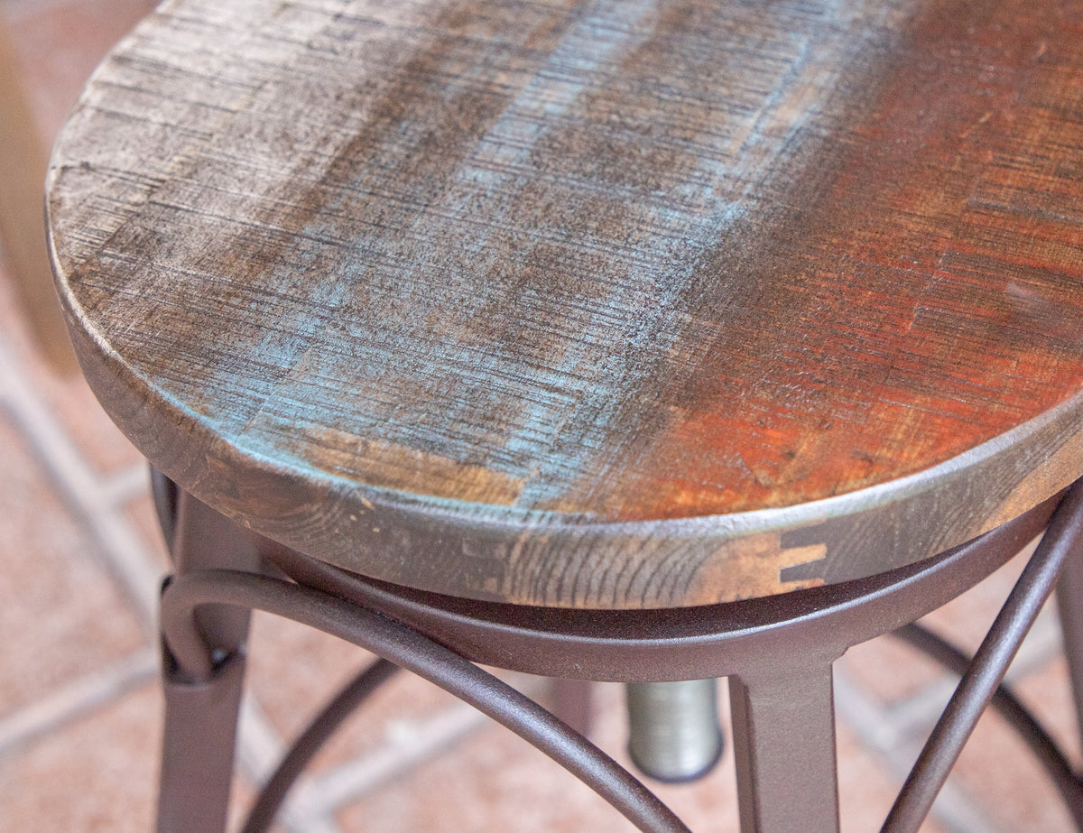 Antique Multicolor Barstool, Multicolor, with variable height adjustment