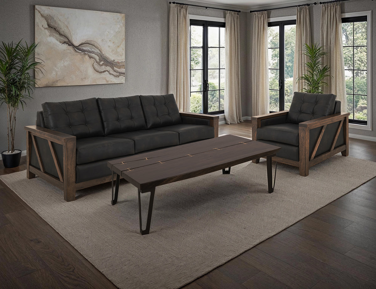 Walnut Armchair, Brown/Black, Wooden Frame & Base