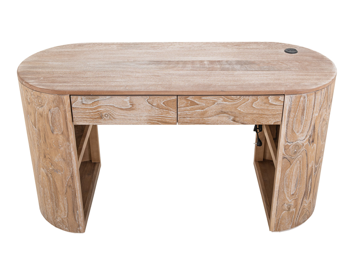 White Balam Desk, White, 2 Drawer