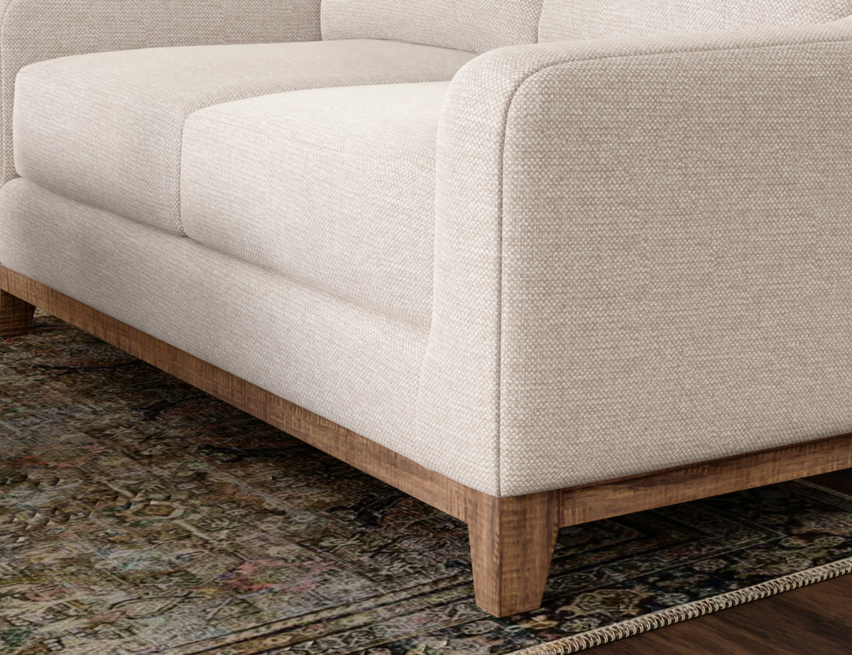 Olivo Loveseat, Beige, Wooden Frame & Base
