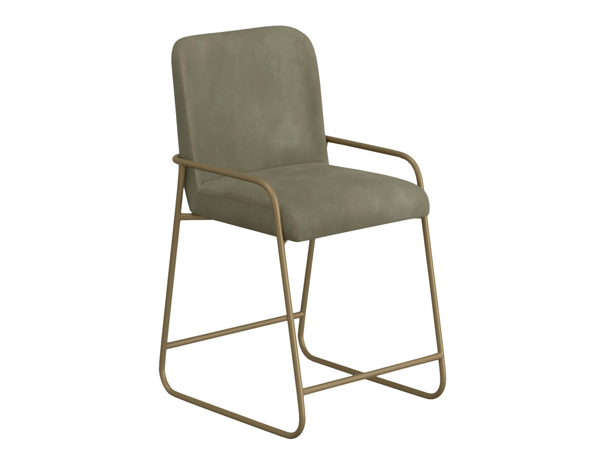 Seating Upholstered Barstool, Green/Gold, Wooden Frame & Metal Base, Barstool 24" - IUP800-BST24-232