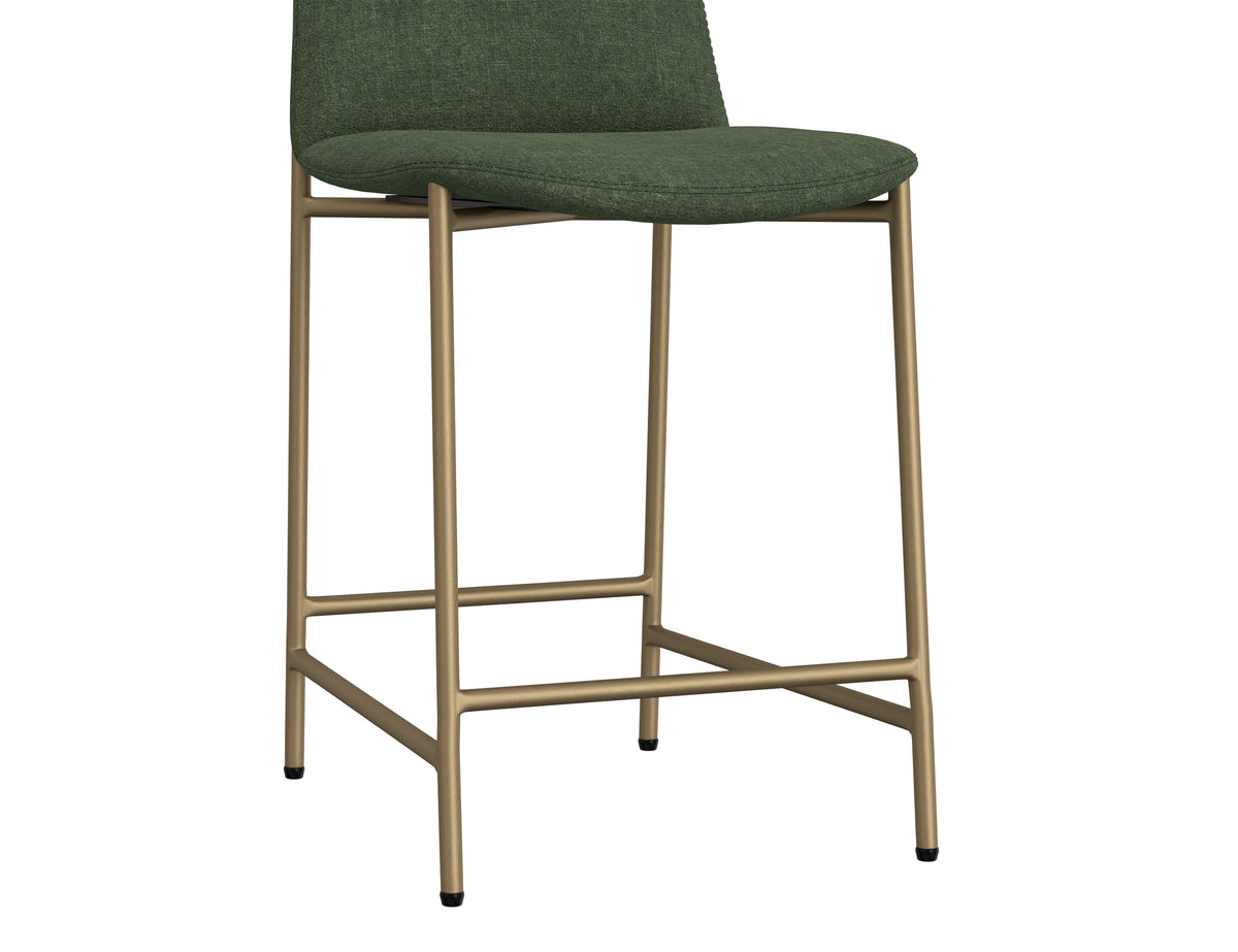 Seating Upholstered Barstool, Green/Gold, Wooden Frame & Metal Base, Barstool 24" - IUP803-BST24-111