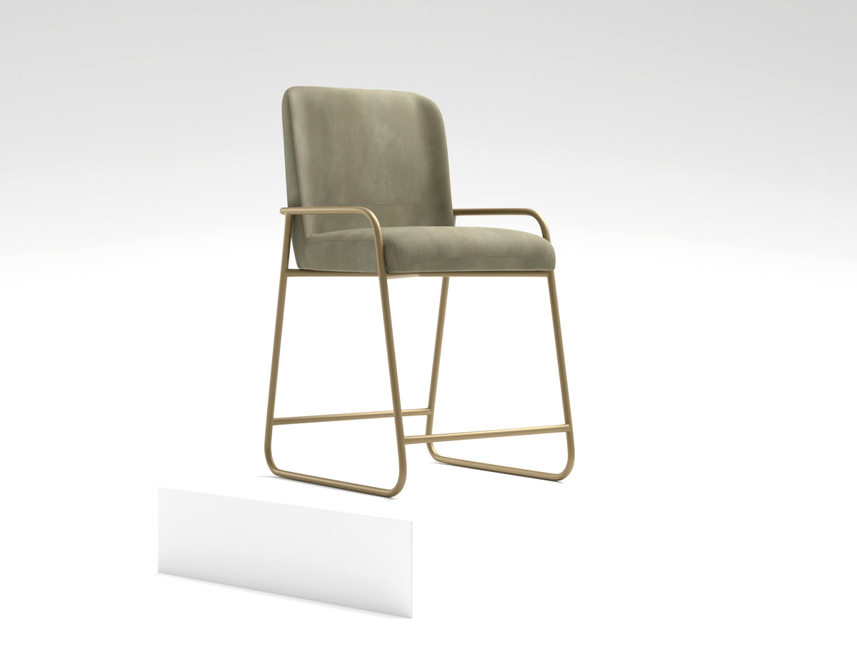 Seating Upholstered Barstool, Green/Gold, Wooden Frame & Metal Base, Barstool 24" - IUP800-BST24-232