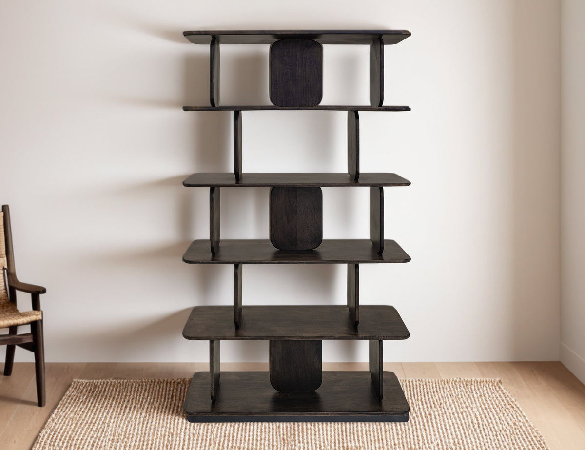 Mezquite Bookcase, Black, 5 Shelves