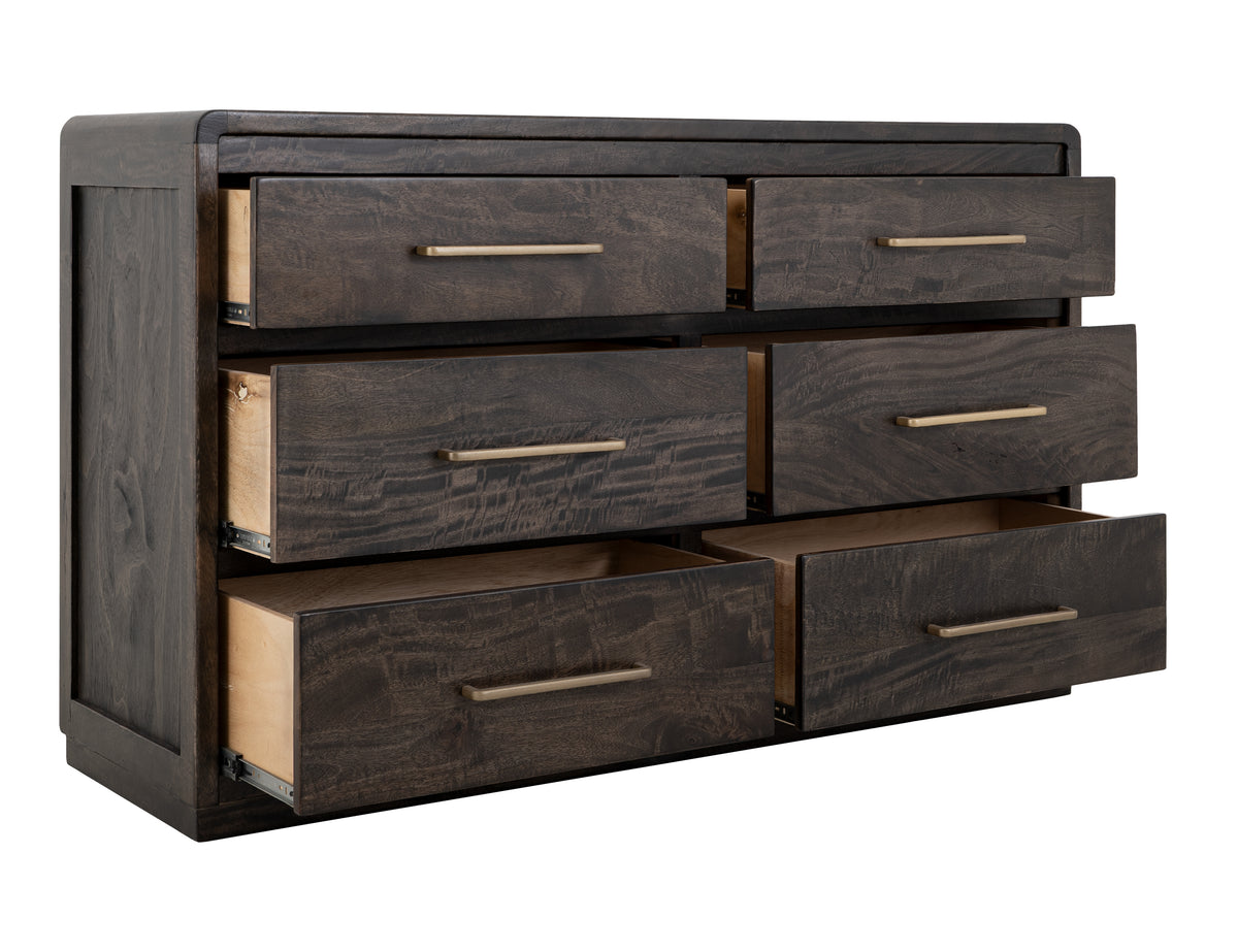 Dark Mezquite Dresser, Black, 6 Drawer - IFD6631DSR