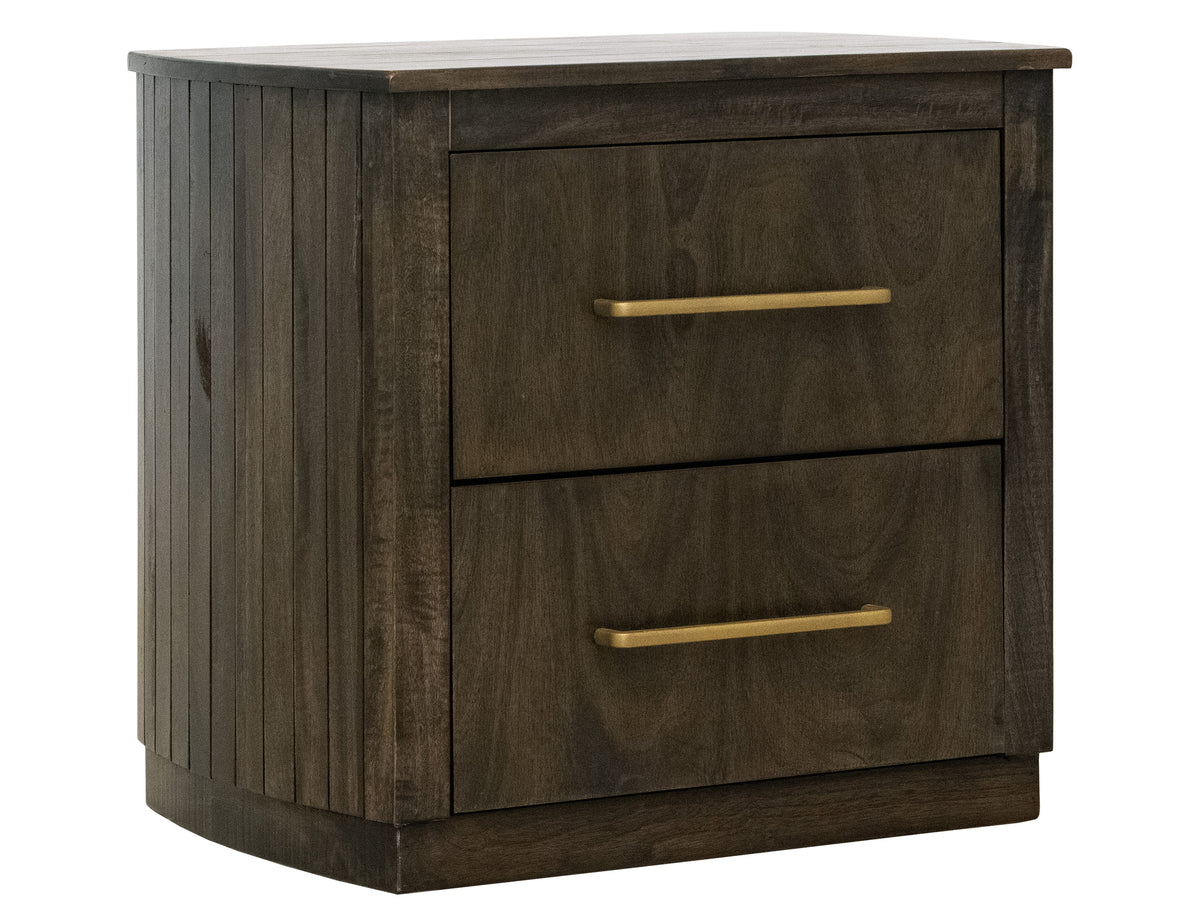 Dark Mezquite Nightstand, Black, 2 Drawer - IFD6632NTS